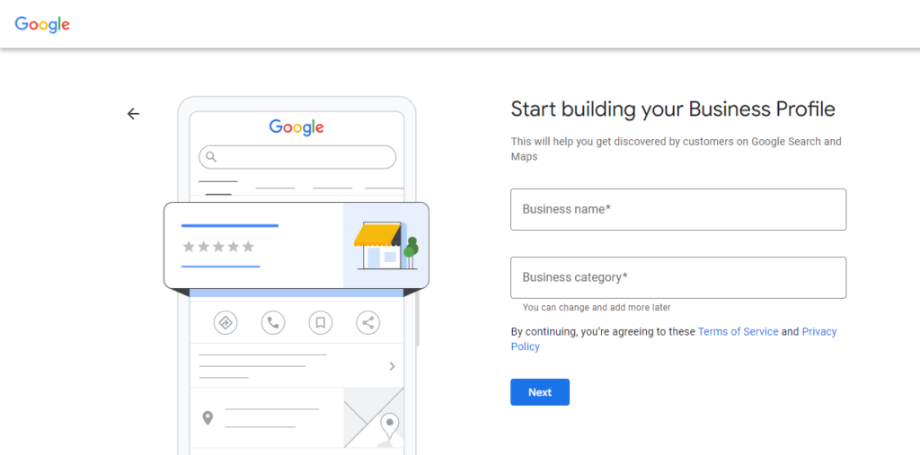 Google My Business Home Page
